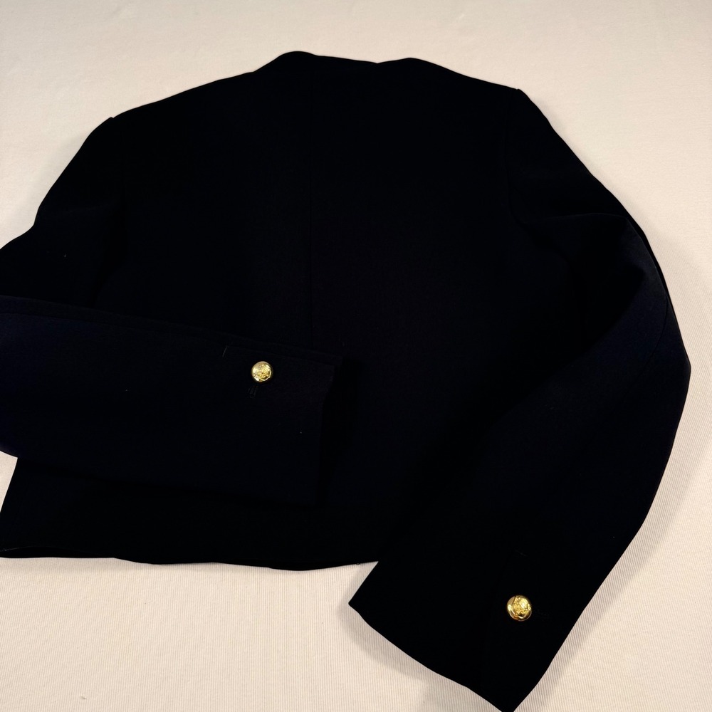 Zara Cropped Military Jacket XS Black Gold Button Blazer equestrian Dark Academi - Picture 14 of 16